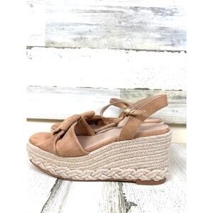 The Drop Womens 9 Tan Faux Suede Jeremy Espadrille Wedge Platform Sandals NEW